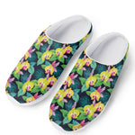 Yellow Orchid Pattern Print Mesh Casual Shoes