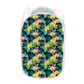 Yellow Orchid Pattern Print Mesh Laundry Hamper