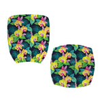 Yellow Orchid Pattern Print Office Chair Cover
