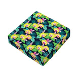 Yellow Orchid Pattern Print Outdoor Seat Cushion Cover