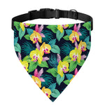 Yellow Orchid Pattern Print Over The Collar Dog Bandana