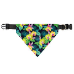 Yellow Orchid Pattern Print Over The Collar Dog Bandana