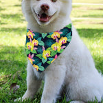 Yellow Orchid Pattern Print Over The Collar Dog Bandana