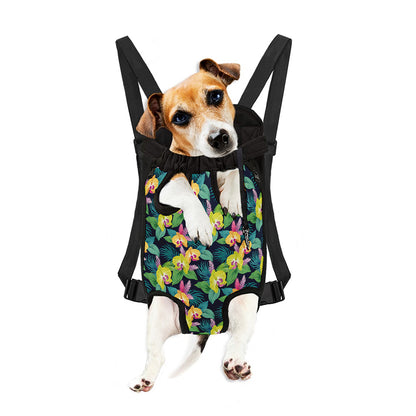 Yellow Orchid Pattern Print Pet Carrier Backpack