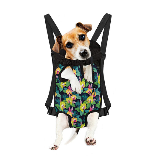 Yellow Orchid Pattern Print Pet Carrier Backpack