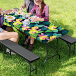 Yellow Orchid Pattern Print Picnic Table Cover