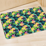 Yellow Orchid Pattern Print Polyester Doormat