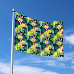 Yellow Orchid Pattern Print Polyester Flag