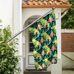 Yellow Orchid Pattern Print Polyester Flag