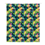 Yellow Orchid Pattern Print Polyester Shower Curtain