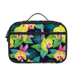 Yellow Orchid Pattern Print Portable Lunch Bag