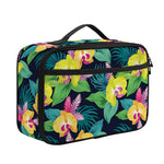 Yellow Orchid Pattern Print Portable Lunch Bag