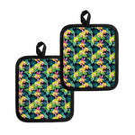 Yellow Orchid Pattern Print Pot Holders