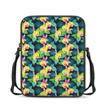 Yellow Orchid Pattern Print Rectangular Crossbody Bag