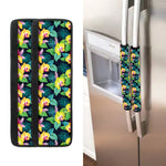 Yellow Orchid Pattern Print Refrigerator Handle Covers