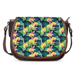 Yellow Orchid Pattern Print Saddle Bag