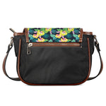 Yellow Orchid Pattern Print Saddle Bag