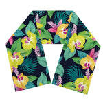 Yellow Orchid Pattern Print Scarf