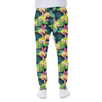 Yellow Orchid Pattern Print Scuba Joggers