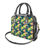 Yellow Orchid Pattern Print Shoulder Handbag
