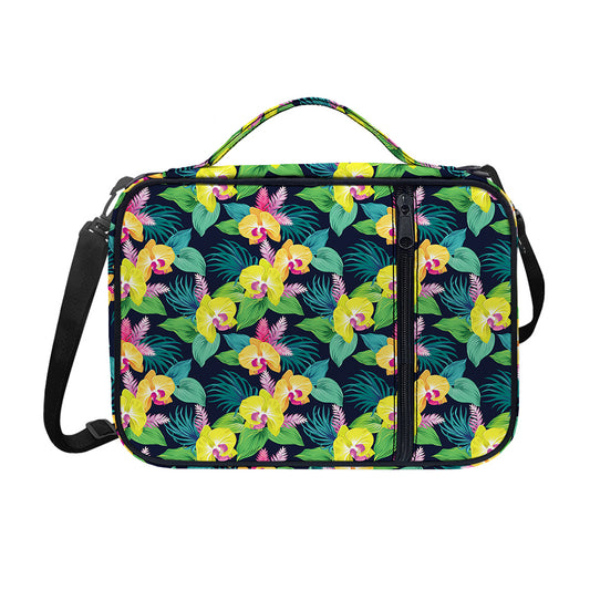Yellow Orchid Pattern Print Shoulder Strap Bible Bag