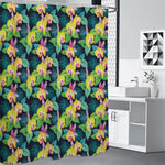Yellow Orchid Pattern Print Shower Curtain