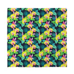 Yellow Orchid Pattern Print Silk Bandana