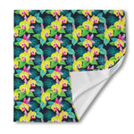 Yellow Orchid Pattern Print Silk Bandana