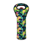 Yellow Orchid Pattern Print Single Neoprene Wine Tote