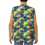 Yellow Orchid Pattern Print Sleeveless Baseball Jersey