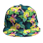 Yellow Orchid Pattern Print Snapback Cap