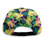 Yellow Orchid Pattern Print Snapback Cap