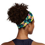 Yellow Orchid Pattern Print Sports Headband