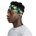 Yellow Orchid Pattern Print Sports Headband
