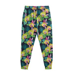 Yellow Orchid Pattern Print Sweatpants