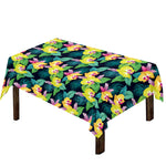 Yellow Orchid Pattern Print Tablecloth
