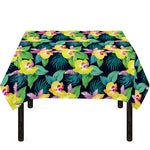 Yellow Orchid Pattern Print Tablecloth