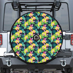 Yellow Orchid Pattern Print Tire Cover With Camera Hole