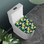 Yellow Orchid Pattern Print Toilet Lid Cover