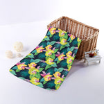 Yellow Orchid Pattern Print Towel