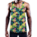 Yellow Orchid Pattern Print Men's Workout Tank Top