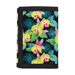 Yellow Orchid Pattern Print Trifold Wallet
