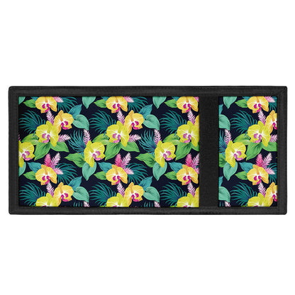 Yellow Orchid Pattern Print Trifold Wallet