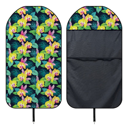 Yellow Orchid Pattern Print Waterproof Car Seat Cover