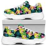 Yellow Orchid Pattern Print White Chunky Shoes