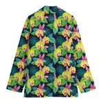 Yellow Orchid Pattern Print Women's Cotton Blazer