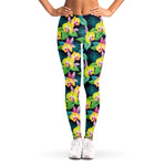 Yellow Orchid Pattern Print Women's Leggings