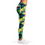 Yellow Orchid Pattern Print Women's Leggings
