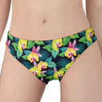Yellow Orchid Pattern Print Women's Panties