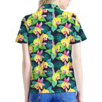 Yellow Orchid Pattern Print Women's Polo Shirt